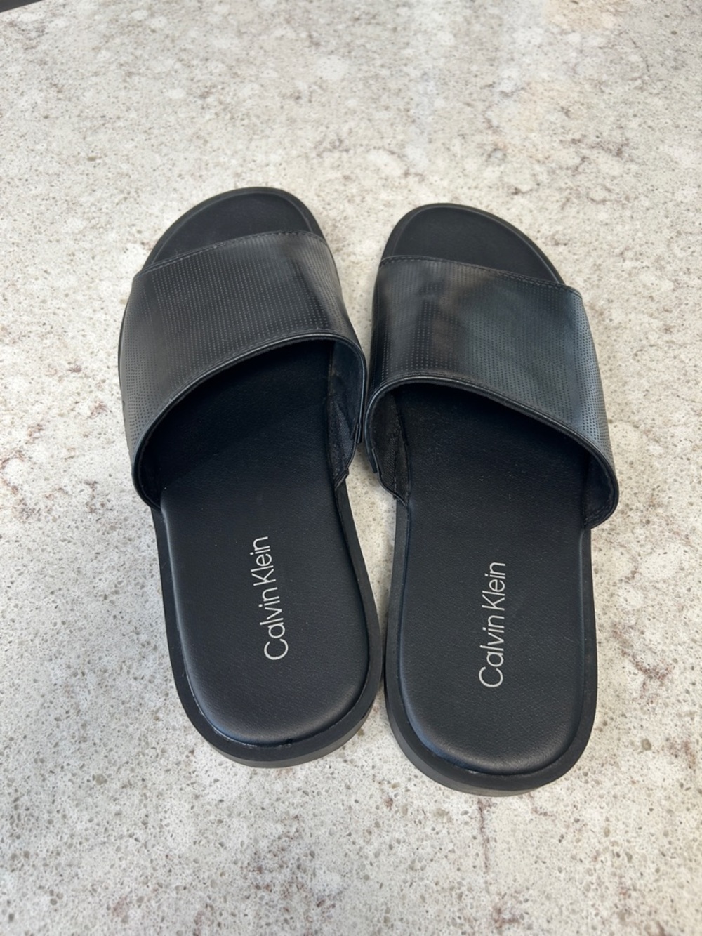 Calvin Klein Black Perforated Slide Sandals - Picture 3 of 6